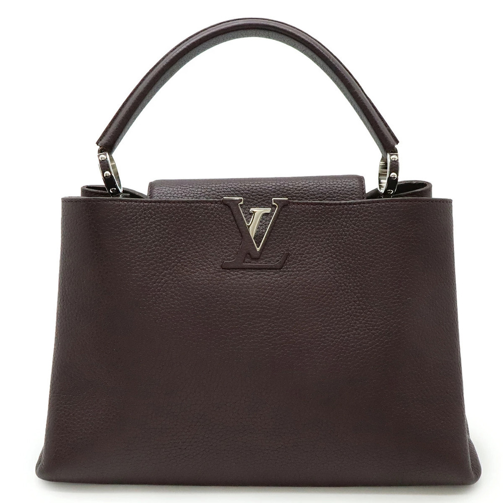 LOUIS VUITTON Parnassa Capucines Handbag Taurillon Leather Ketchu Burgundy Red